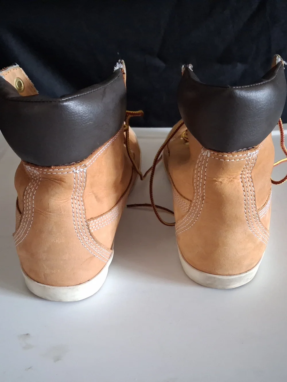 Timberland Wheat Leather Work-Style Boots with Yellow Contrast Laces